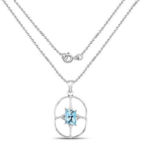 5.26 Carat Genuine Swiss Blue Topaz .925 Sterling Silver Pendant Bids.com