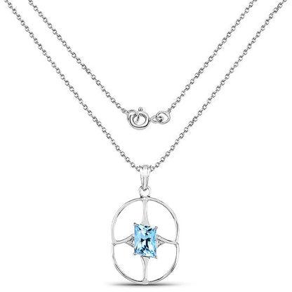 5.26 Carat Genuine Swiss Blue Topaz .925 Sterling Silver Pendant Bids.com