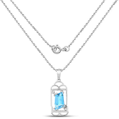 4.57 Carat Genuine Swiss Blue Topaz & White Topaz .925 Sterling Silver Pendant Bids.com