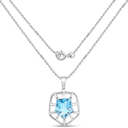 7.60 Carat Genuine Blue Topaz .925 Sterling Silver Pendant Bids.com