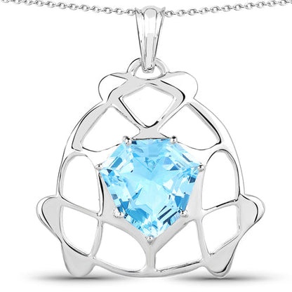 11.50 Carat Genuine Swiss Blue Topaz .925 Sterling Silver Pendant Bids.com