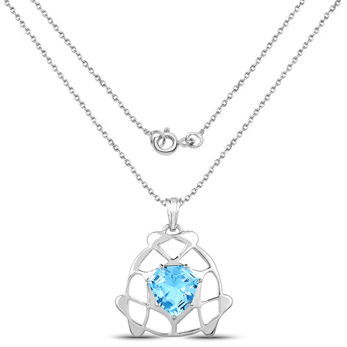 11.50 Carat Genuine Swiss Blue Topaz .925 Sterling Silver Pendant Bids.com
