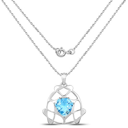 11.50 Carat Genuine Swiss Blue Topaz .925 Sterling Silver Pendant Bids.com