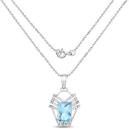 5.76 Carat Genuine Swiss Blue Topaz & White Topaz .925 Sterling Silver Pendant Bids.com