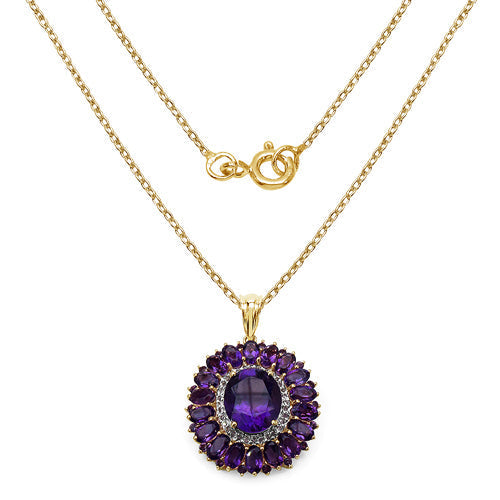 14K Yellow Gold Plated 8.55 Carat Genuine Amethyst & White Topaz .925 Sterling Silver Pendant Bids.com