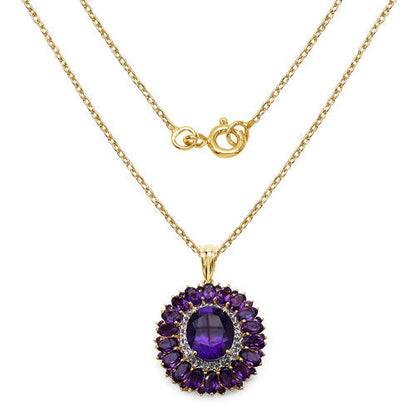14K Yellow Gold Plated 8.55 Carat Genuine Amethyst & White Topaz .925 Sterling Silver Pendant Bids.com