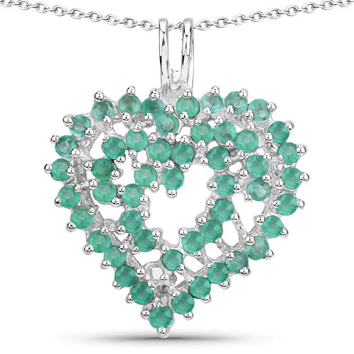 1.53 Carat Genuine Emerald .925 Sterling Silver Pendant Bids.com