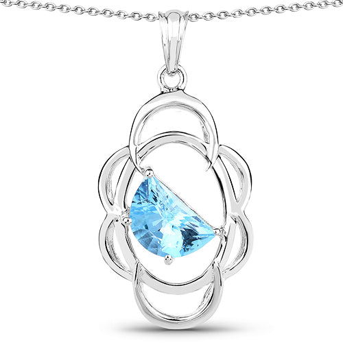 4.60 Carat Genuine Swiss Blue Topaz .925 Sterling Silver Pendant Bids.com