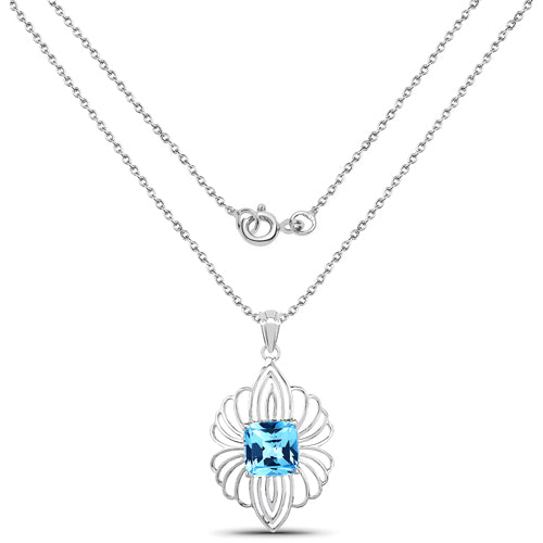 8.18 Carat Genuine Swiss Blue Topaz .925 Sterling Silver Pendant Bids.com