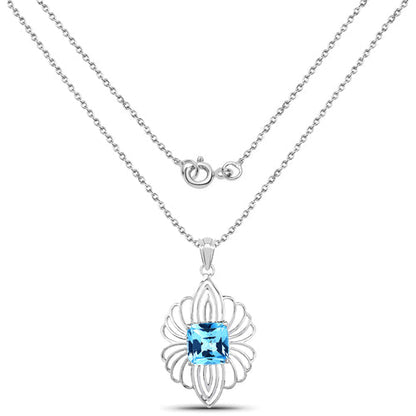 8.18 Carat Genuine Swiss Blue Topaz .925 Sterling Silver Pendant Bids.com