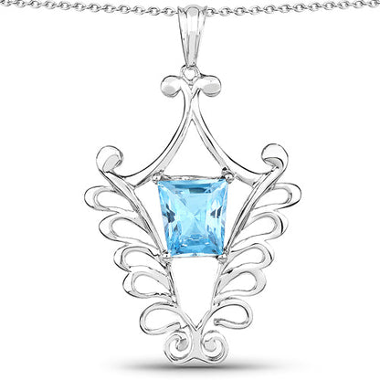 5.68 Carat Genuine Swiss Blue Topaz .925 Sterling Silver Pendant Bids.com