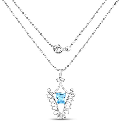 5.68 Carat Genuine Swiss Blue Topaz .925 Sterling Silver Pendant Bids.com