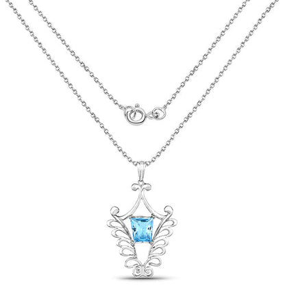 5.68 Carat Genuine Swiss Blue Topaz .925 Sterling Silver Pendant Bids.com