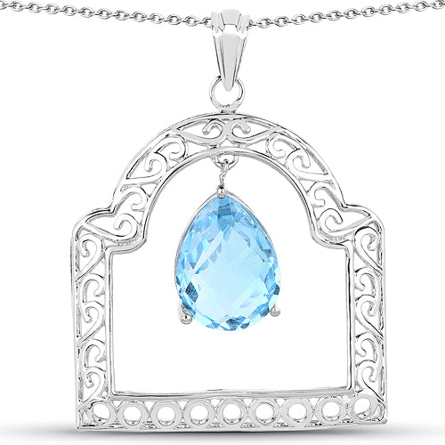 10.50 Carat Genuine Swiss Blue Topaz .925 Sterling Silver Pendant Bids.com