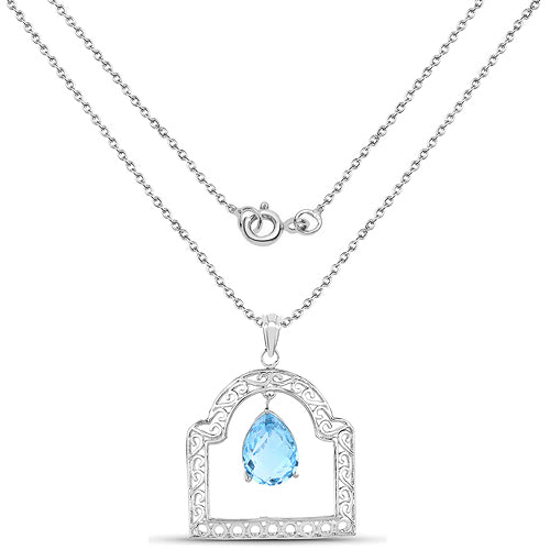 10.50 Carat Genuine Swiss Blue Topaz .925 Sterling Silver Pendant Bids.com
