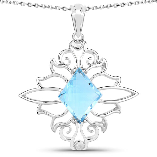 5.15 Carat Genuine Swiss Blue Topaz .925 Sterling Silver Pendant Bids.com