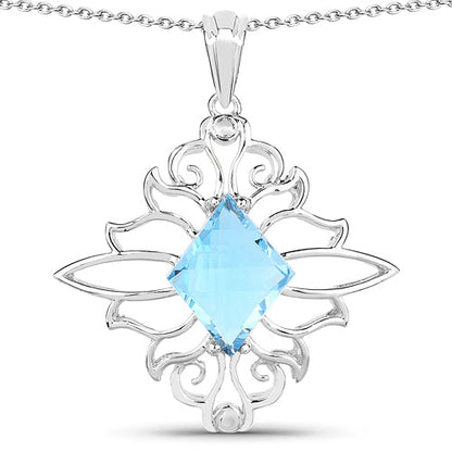 5.15 Carat Genuine Swiss Blue Topaz .925 Sterling Silver Pendant Bids.com