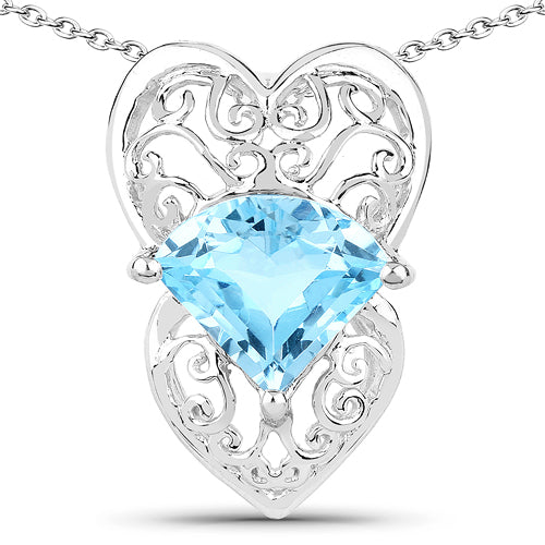 4.65 Carat Genuine Swiss Blue Topaz .925 Sterling Silver Pendant Bids.com