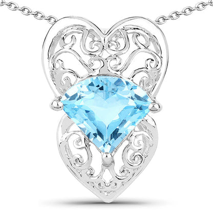 4.65 Carat Genuine Swiss Blue Topaz .925 Sterling Silver Pendant Bids.com
