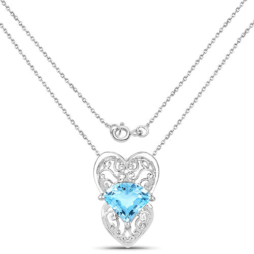 4.65 Carat Genuine Swiss Blue Topaz .925 Sterling Silver Pendant Bids.com