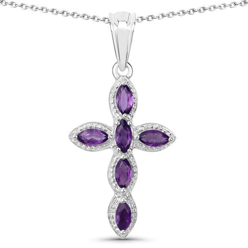 0.90 Carat Genuine Amethyst .925 Sterling Silver Pendant Bids.com