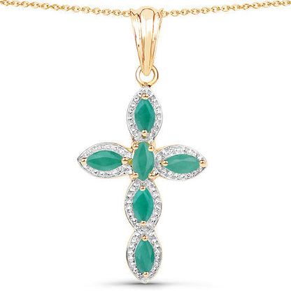 18K Yellow Gold Plated 0.84 Carat Genuine Emerald .925 Sterling Silver Pendant Bids.com