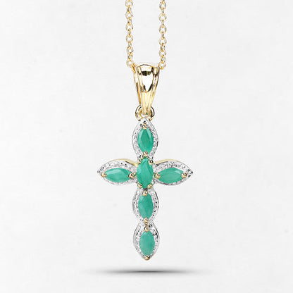 18K Yellow Gold Plated 0.84 Carat Genuine Emerald .925 Sterling Silver Pendant Bids.com