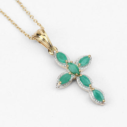 18K Yellow Gold Plated 0.84 Carat Genuine Emerald .925 Sterling Silver Pendant Bids.com