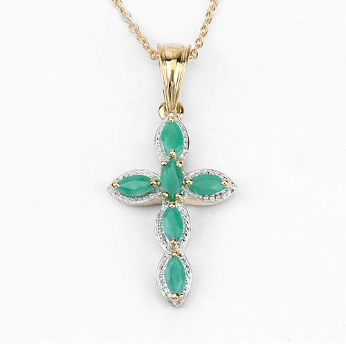 18K Yellow Gold Plated 0.84 Carat Genuine Emerald .925 Sterling Silver Pendant Bids.com