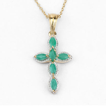 18K Yellow Gold Plated 0.84 Carat Genuine Emerald .925 Sterling Silver Pendant Bids.com