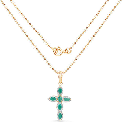 18K Yellow Gold Plated 0.84 Carat Genuine Emerald .925 Sterling Silver Pendant Bids.com