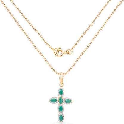 18K Yellow Gold Plated 0.84 Carat Genuine Emerald .925 Sterling Silver Pendant Bids.com