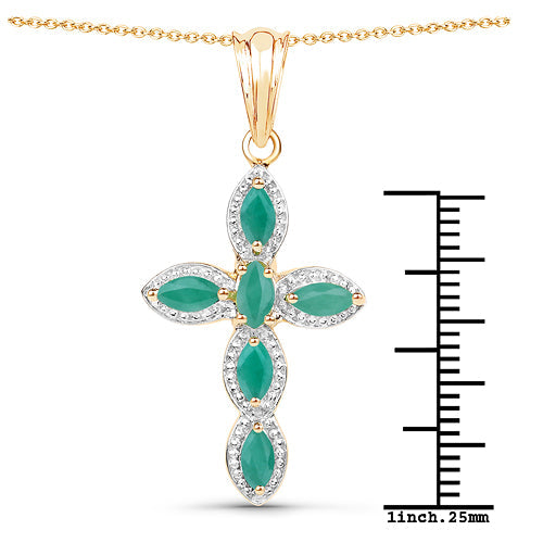 18K Yellow Gold Plated 0.84 Carat Genuine Emerald .925 Sterling Silver Pendant Bids.com