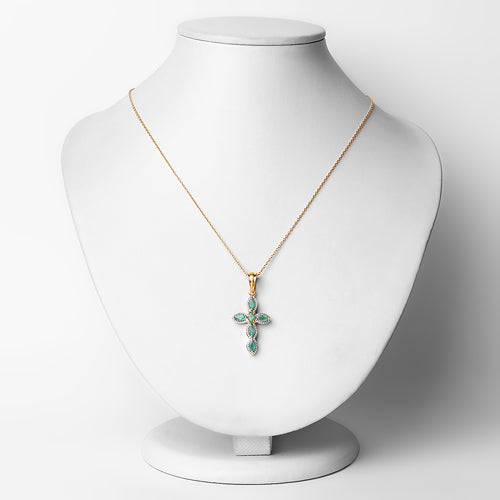 18K Yellow Gold Plated 0.84 Carat Genuine Emerald .925 Sterling Silver Pendant Bids.com
