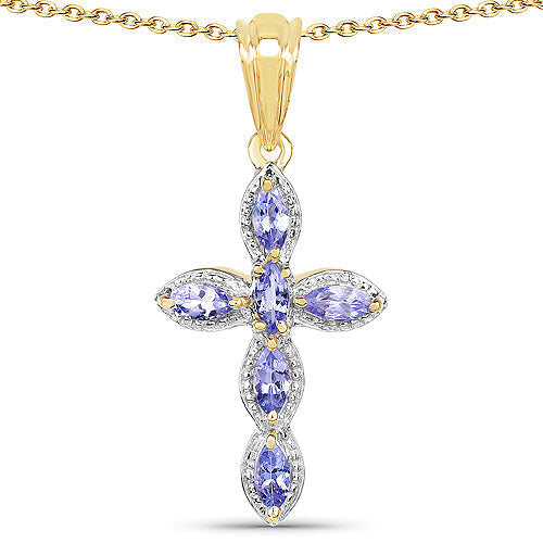 14K Yellow Gold Plated 0.84 Carat Genuine Tanzanite .925 Sterling Silver Pendant Bids.com