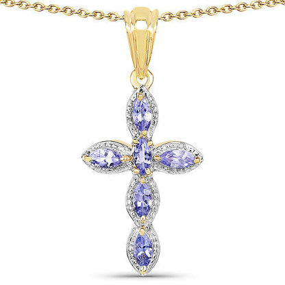 14K Yellow Gold Plated 0.84 Carat Genuine Tanzanite .925 Sterling Silver Pendant Bids.com