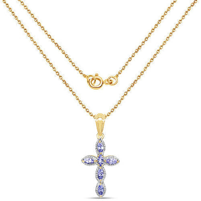 14K Yellow Gold Plated 0.84 Carat Genuine Tanzanite .925 Sterling Silver Pendant Bids.com