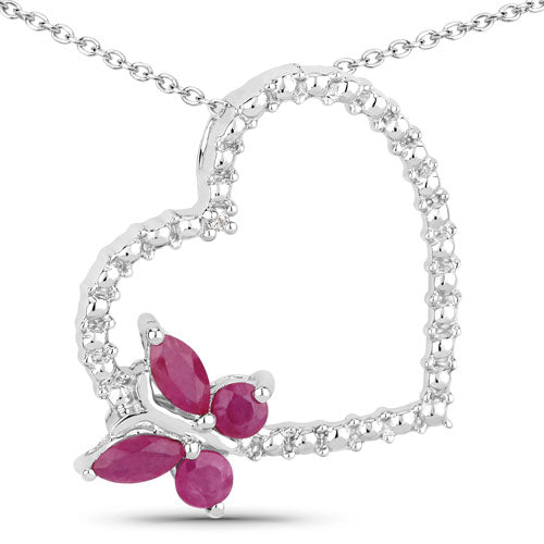 0.52 Carat Genuine Ruby and Created White Sapphire .925 Sterling Silver Pendant Bids.com