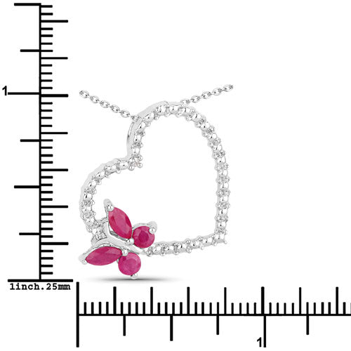 0.52 Carat Genuine Ruby and Created White Sapphire .925 Sterling Silver Pendant Bids.com