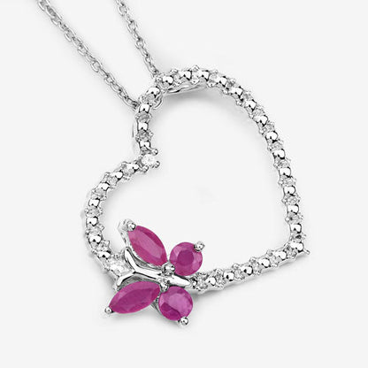 0.52 Carat Genuine Ruby and Created White Sapphire .925 Sterling Silver Pendant Bids.com