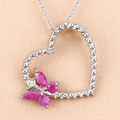 0.52 Carat Genuine Ruby and Created White Sapphire .925 Sterling Silver Pendant Bids.com