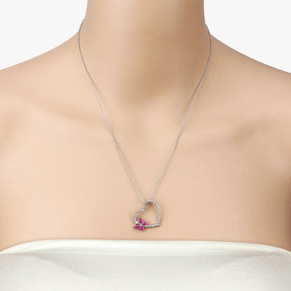 0.52 Carat Genuine Ruby and Created White Sapphire .925 Sterling Silver Pendant Bids.com