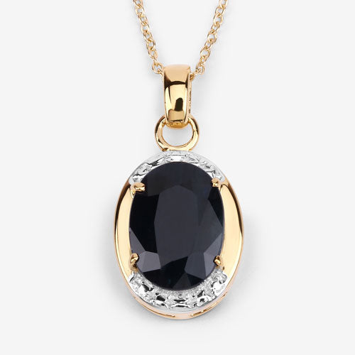 7.50 Carat Genuine Black Sapphire .925 Sterling Silver Pendant Bids.com