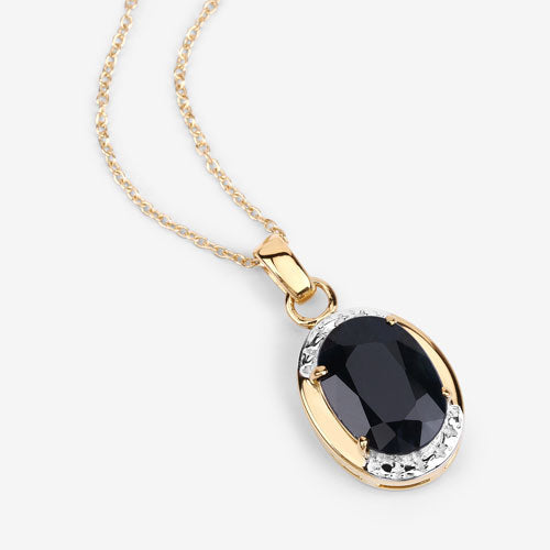 7.50 Carat Genuine Black Sapphire .925 Sterling Silver Pendant Bids.com