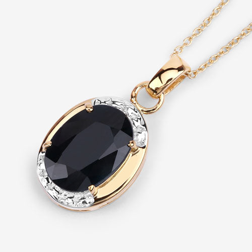 7.50 Carat Genuine Black Sapphire .925 Sterling Silver Pendant Bids.com