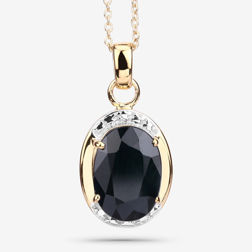 7.50 Carat Genuine Black Sapphire .925 Sterling Silver Pendant Bids.com