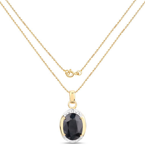 7.50 Carat Genuine Black Sapphire .925 Sterling Silver Pendant Bids.com