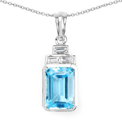 9.99 Carat Genuine Swiss Blue Topaz and White Topaz .925 Sterling Silver Pendant Bids.com