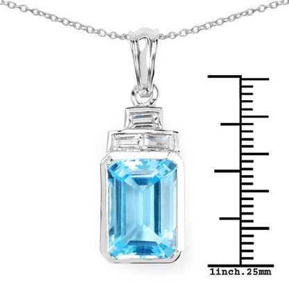 9.99 Carat Genuine Swiss Blue Topaz and White Topaz .925 Sterling Silver Pendant Bids.com