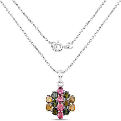 4.34 Carat Genuine Pink Tourmaline, Green Tourmaline & Brown Tourmaline .925 Sterling Silver Pendant Bids.com